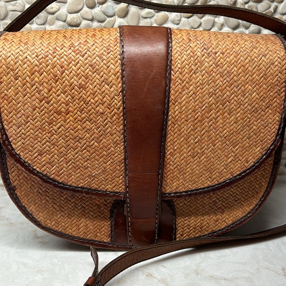 Handmade crossbody wicker and leather vintage purse UNIQUE HANDMADE - Picture 2 of 13